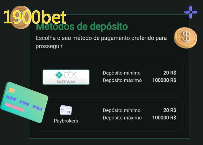 O cassino 1900betbet oferece uma grande variedade de métodos de pagamento